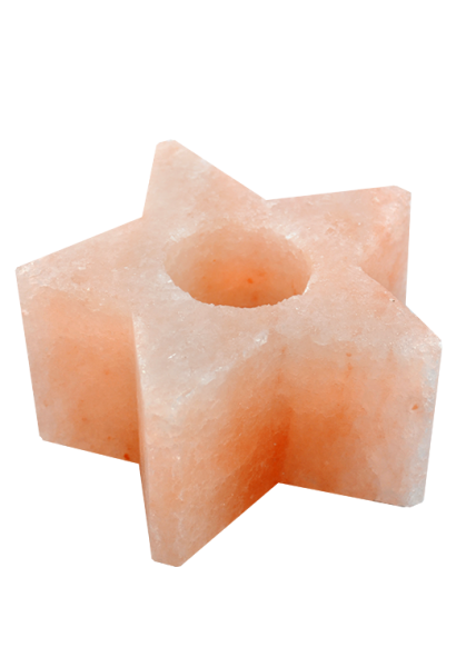 Salzkristall - Kerzenhalter Sternform ca.1kg mit Kunststofffüßen 
